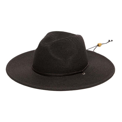 Petite Straw Wide Brim Safari Hat with Chin Cord - San Diego Hat Co Safari Hat San Diego Hat Company UBK2067XLBLK Black Small (56 cm)