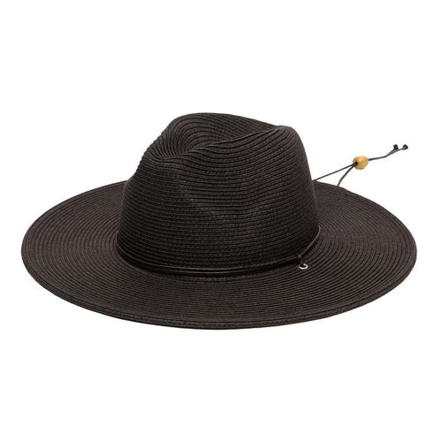 Petite Straw Wide Brim Safari Hat with Chin Cord - San Diego Hat Co Safari Hat San Diego Hat Company UBK2067XLBLK Black Small (56 cm)