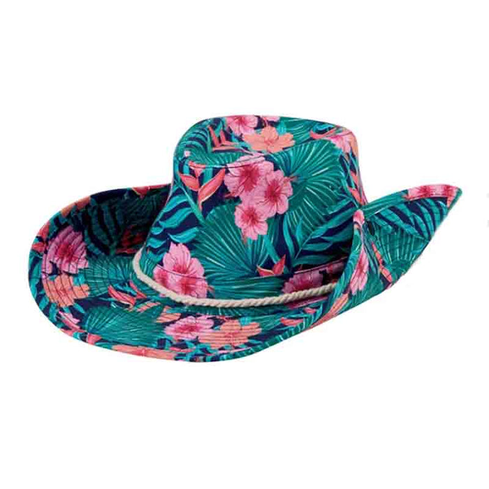 Petite Tropical Print Safari Hat with Side Snap - San Diego Hat Safari Hat San Diego Hat Company CTK4161LGHIB Hibiscus Extra-small (53 CM)