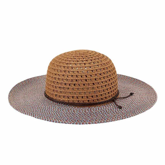Petite Wide Brim Sun Hat with Multi Color Brim - San Diego Hat Wide Brim Sun Hat San Diego Hat Company PBK6521LGNAT Brown Extra-Small (53 cm)
