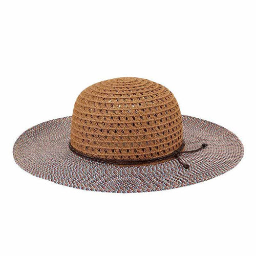 Petite Wide Brim Sun Hat with Multi Color Brim - San Diego Hat Wide Brim Sun Hat San Diego Hat Company PBK6521LGNAT Brown Extra-Small (53 cm)