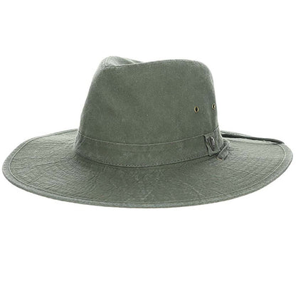 Pigment Dyed Cotton Outback Hat with Chin Cord - DPC Outdoors Hats Safari Hat Dorfman Hat Co. MC398-OL2 Olive Medium