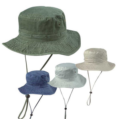 Pigment Dyed Twill Boonie Hat with Chin Cord - DPC Outdoor Hats Bucket Hat Dorfman Hat Co. BH16 Putty Medium