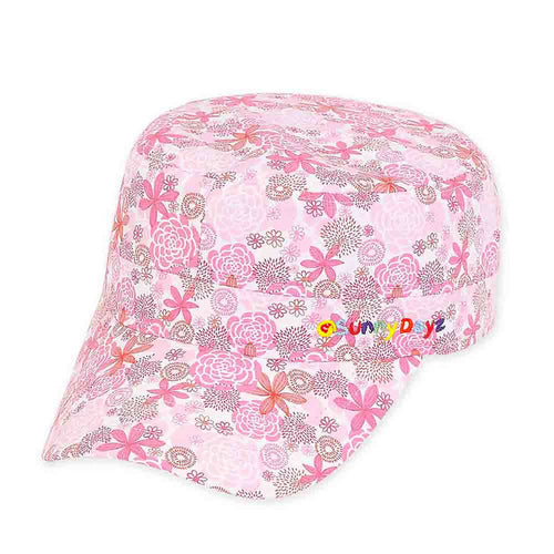 Pink Flower Cotton Cadet Cap for Small Heads - Sunny Dayz Hat Cap Sun N Sand Hats HK342 Pink XS / S (52-54 cm)