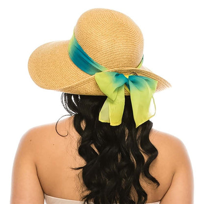 Pinned Up Back Sun Hat with Tie Dye Chiffon Scarf - Boardwalk Style Facesaver Hat Boardwalk Style Hats