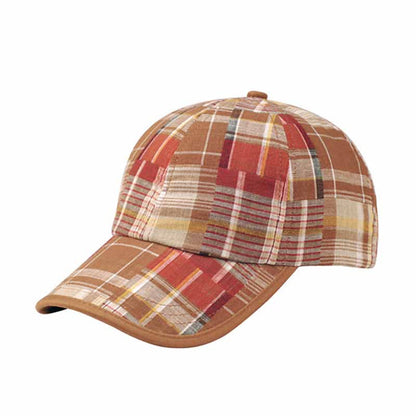 Plaid Cotton Baseball Cap for Small Heads Cap MegaCI MC6569Y-BN Brown Extra-Small (50-54 cm)