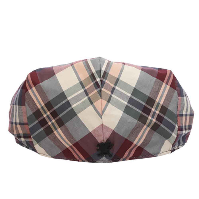Plaid Cotton Flat Cap with Faux Leather Peak - Stacy Adams Hats Flat Cap Stacy Adams Hats