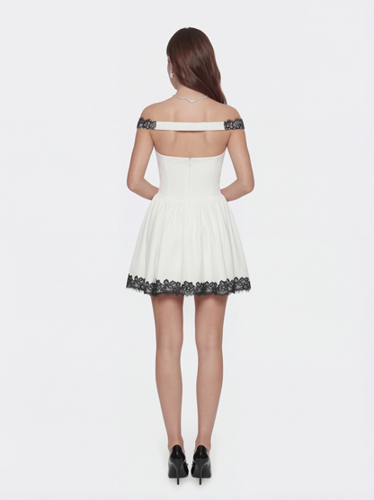 Isabela Lace Trim Off-Shoulder Mini Dress