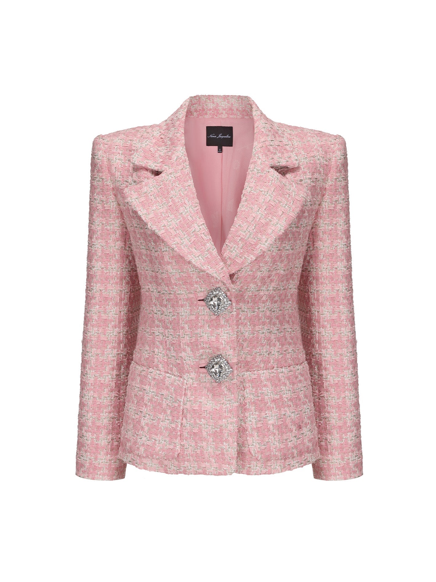 Maya Textured Lapel Pink Checkered Suit Jacket (Final Sale)