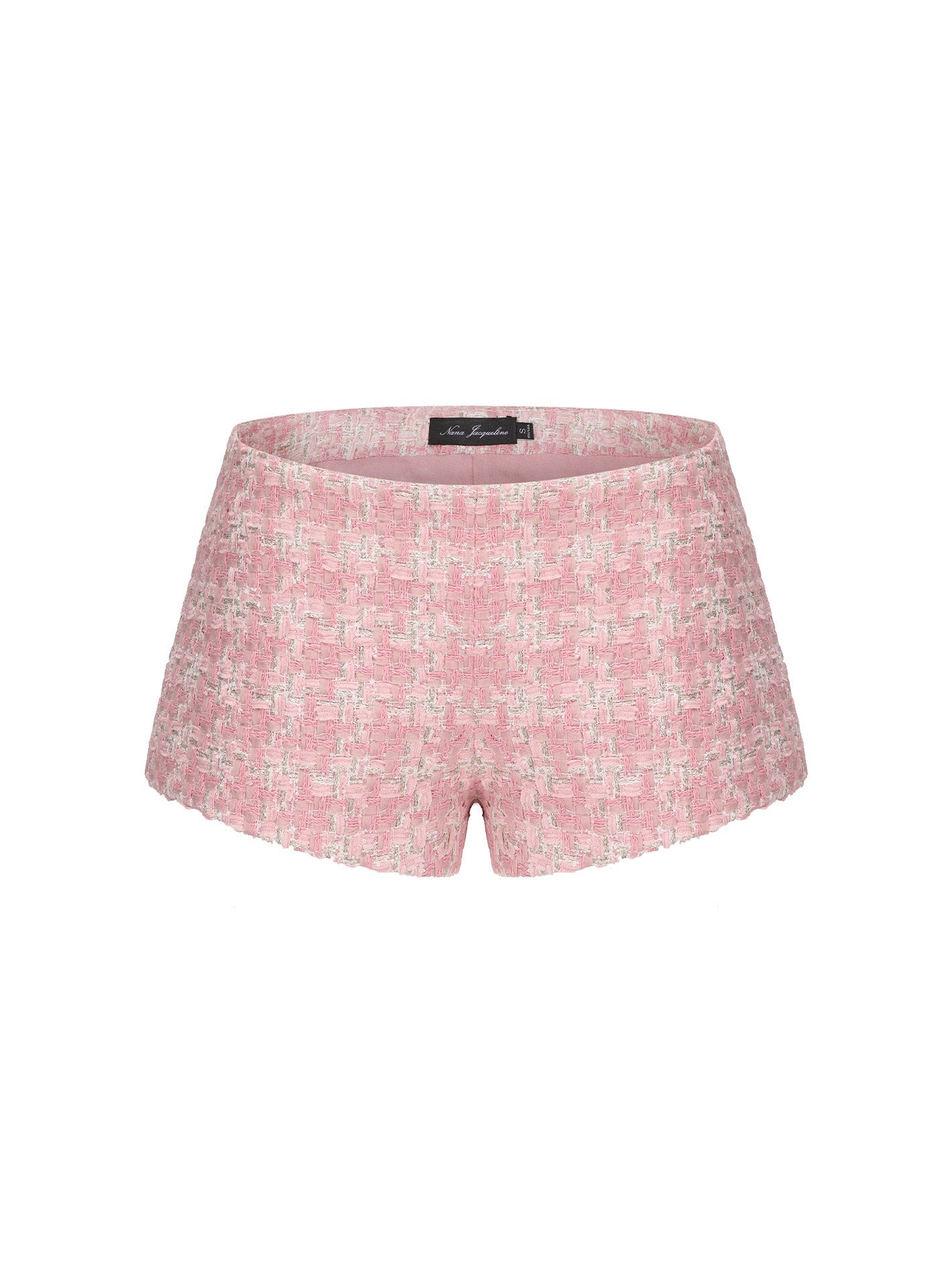 Annabella Textured Pink Checkered Woven Shorts (Final Sale)