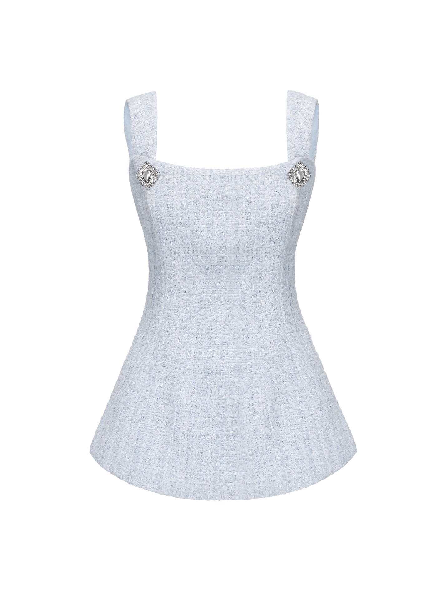 Annabella Textured Woven Blue Bow Top (Final Sale)