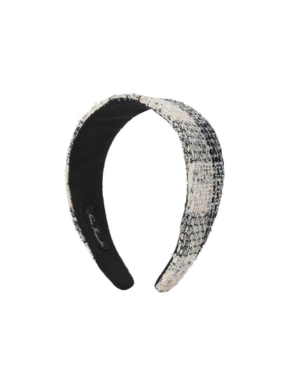 Elsa Woven Black Checkered Knit Headband