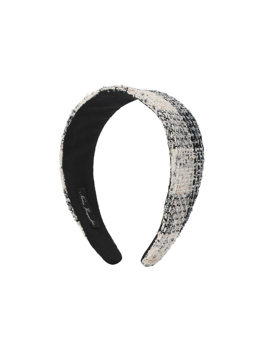 Elsa Woven Black Checkered Knit Headband