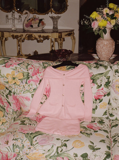 Brigitte Off-Shoulder Knit Pink Top