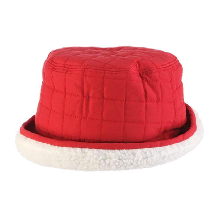 Quilted Nylon Rain Hat with Berber Brim - Scala Collezione Bucket Hat Scala Hats LW735 Red Medium (57 cm)