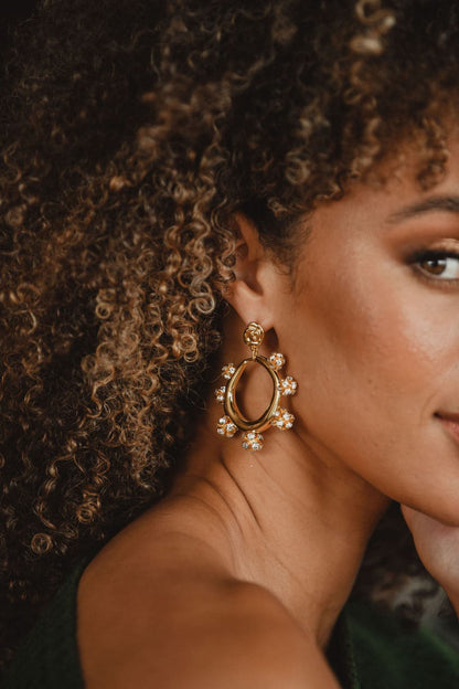 Rae Gold Rhinestone Statement Earrings