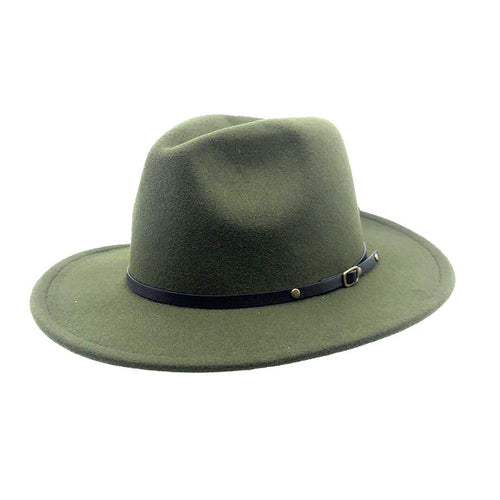 Red Bottom Hats Fashion Felt Fedora Hat - Milani Hats Fedora Hat Milani Hats FD9008 Olive M/L (58 cm)