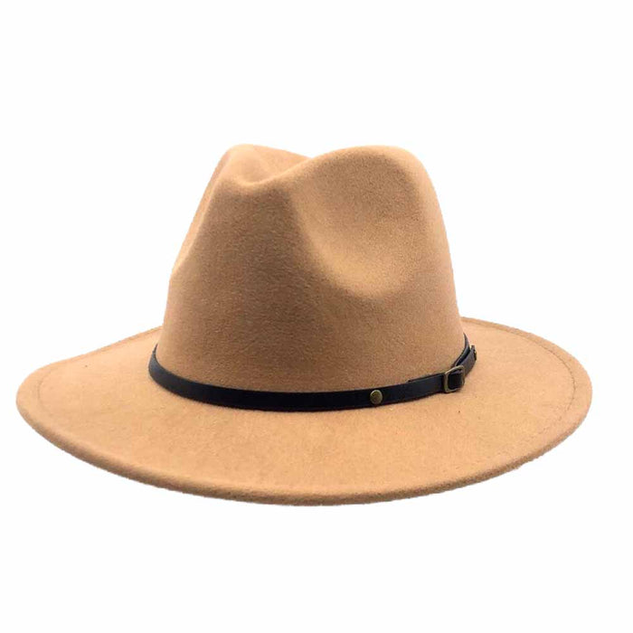 Red Bottom Hats Fashion Felt Fedora Hat - Milani Hats Fedora Hat Milani Hats FD9007 Camel M/L (58 cm)
