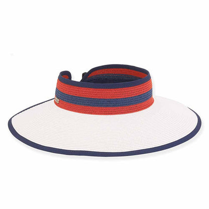 Red White and Blue Wrap Around Visor Hat - Sun 'N' Sand Hats Visor Cap Sun N Sand Hats HH2732A White