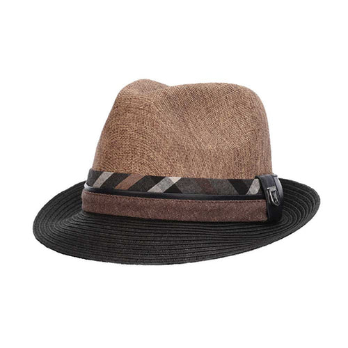 Reeded Fabric Crown Snap Brim Fedora - Stacy Adams Hats Fedora Hat Stacy Adams Hats SA669 Brown Large (59 cm)
