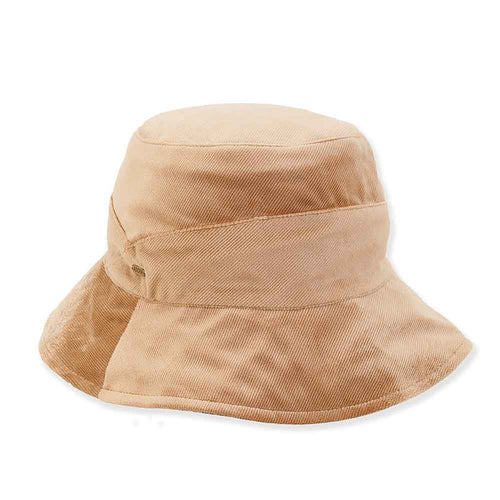 Reversible Velvet Bucket Hat with Animal Print Lining - Adora® Hats Bucket Hat Adora Hats AD1255A Tan