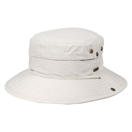 Rip Stop Cotton Bucket Hat with Side Snaps - DPC Outdoor Hats Bucket Hat Dorfman Hat Co. STC404-PUTTY2 Putty Medium