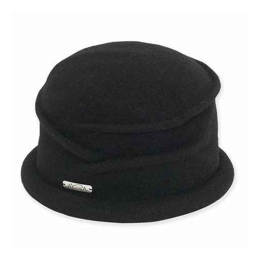 Rolled Brim Boiled Wool Beanie - Adora® Wool Hats Beanie Adora Hats AD733A Black Medium (57 cm)