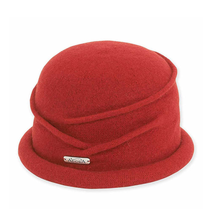 Rolled Brim Boiled Wool Beanie - Adora® Wool Hats Beanie Adora Hats AD733C Red Medium (57 cm)