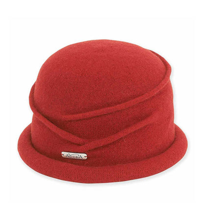 Rolled Brim Boiled Wool Beanie - Adora® Wool Hats Beanie Adora Hats AD733C Red Medium (57 cm)
