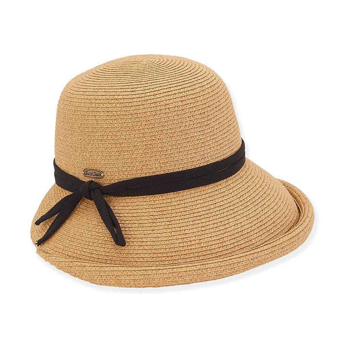Rolled Edge Straw Brim Cap - Sun 'N' Sand Hats Facesaver Hat Sun N Sand Hats HH2686A Tan OS (57 cm)