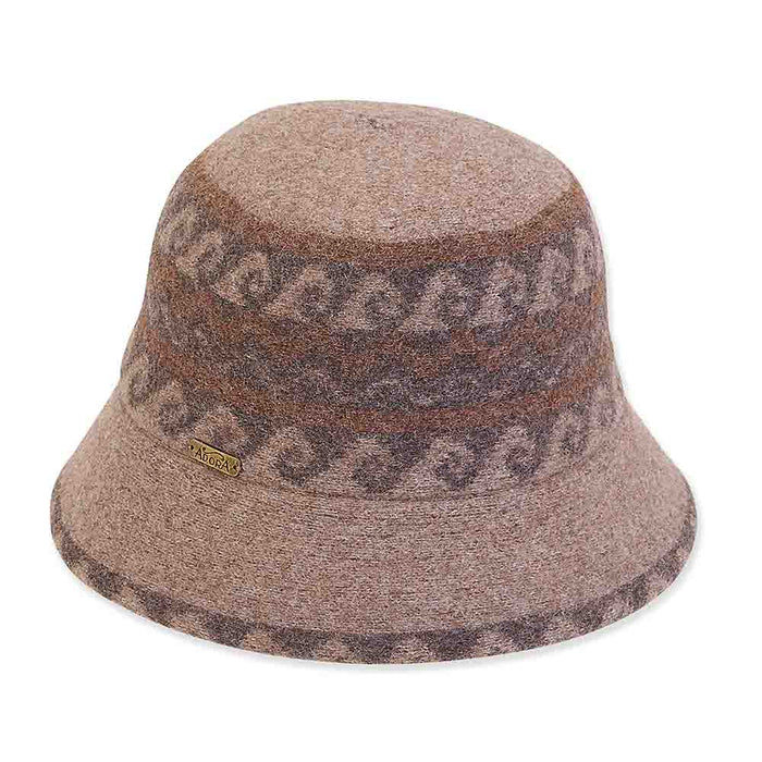 Shapeable brim Patterned Soft Wool Bucket Hat - Adora Wool Hat® Cloche Adora Hats AD1074B Camel
