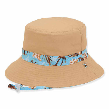 Small Heads Blue Hawaii Reversible Cotton Bucket Hat - Sunny Dayz™ Hats Bucket Hat Sun N Sand Hats