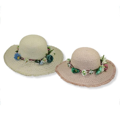 Small Heads Fringe Edge Sun Hat - JSA Petite Hats Wide Brim Sun Hat Jeanne Simmons Accessories JS1059 Ivory XS (53 cm)