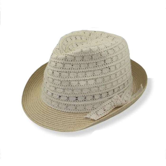 Small Heads Lace Crown Fedora Hat - JSA Petite Hats Fedora Hat Jeanne Simmons Accessories
