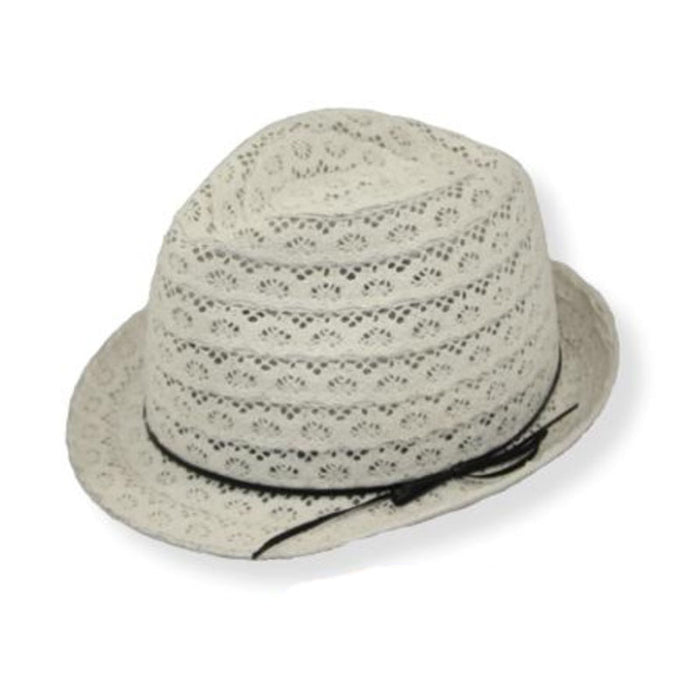Small Heads Lace Fedora Hat - JSA Petite Hats Fedora Hat Jeanne Simmons Accessories JS1050 Cream XS (53 cm)