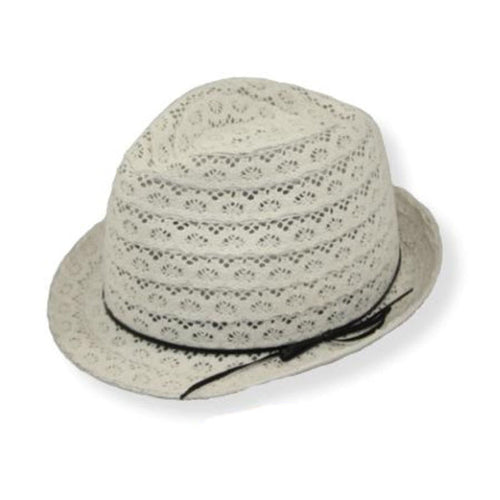 Small Heads Lace Fedora Hat - JSA Petite Hats Fedora Hat Jeanne Simmons Accessories JS1050 Cream XS (53 cm)