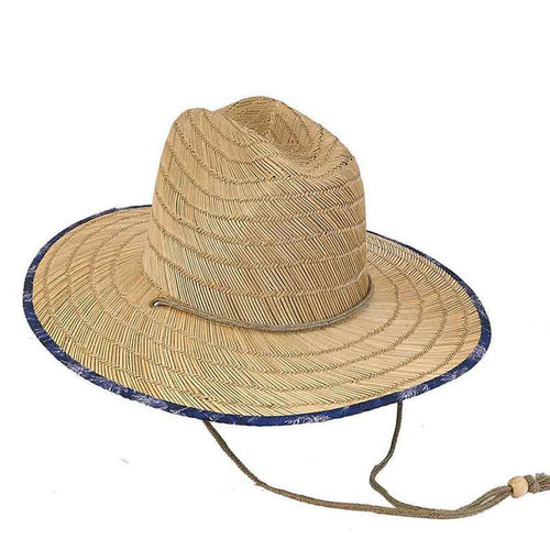 Small Heads Straw Lifeguard Hat with Cotton Underbrim - Sunny Dayz™ Lifeguard Hat Sun N Sand Hats HK243B Natural Small (54 cm)