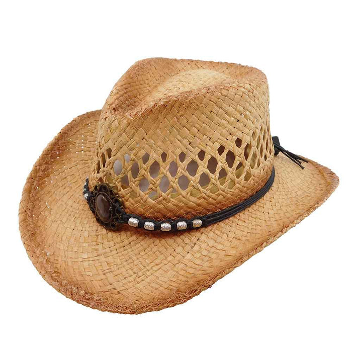 Small Size Straw Cowboy Hat with Concho - Milani Hats Cowboy Hat Milani Hats KST003 Tan XS (54 cm)