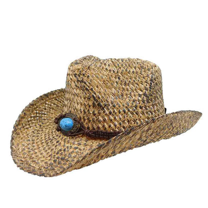 Small Size Straw Cowboy Hat with Turquoise Concho - Milani Hats Cowboy Hat Milani Hats