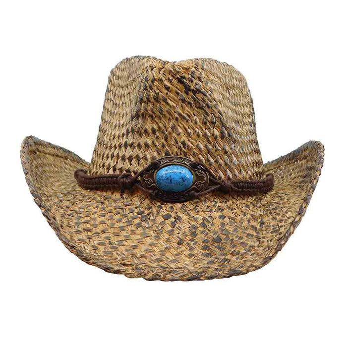 Small Size Straw Cowboy Hat with Turquoise Concho - Milani Hats Cowboy Hat Milani Hats