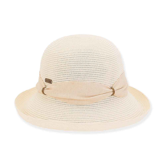 Small Up Brim Sun Hat with Metal Rings - Sun 'N' Sand Hats Facesaver Hat Sun N Sand Hats HH2752A Ivory OS (57 cm)