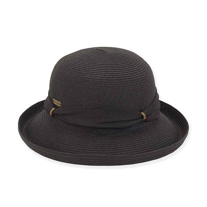 Small Up Brim Sun Hat with Metal Rings - Sun 'N' Sand Hats Facesaver Hat Sun N Sand Hats HH2752B Black OS (57 cm)