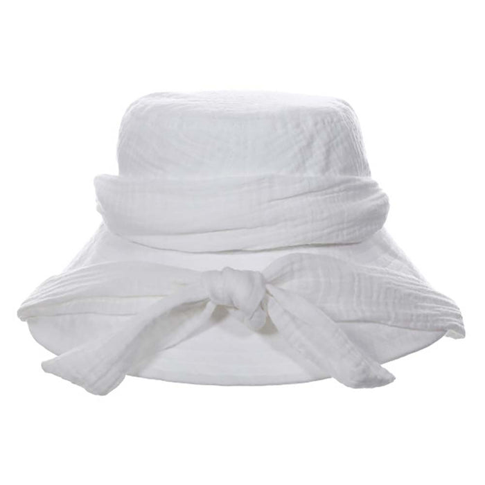 Soft Cotton Bucket Hat with Apron Tie - Scala  Women's Hats Wide Brim Hat Scala Hats
