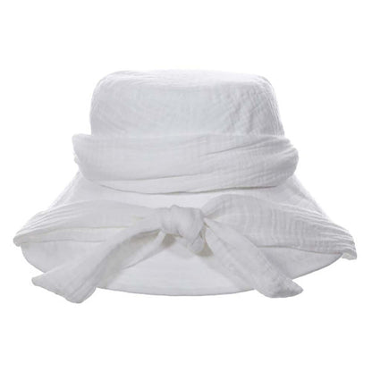 Soft Cotton Bucket Hat with Apron Tie - Scala  Women's Hats Wide Brim Hat Scala Hats