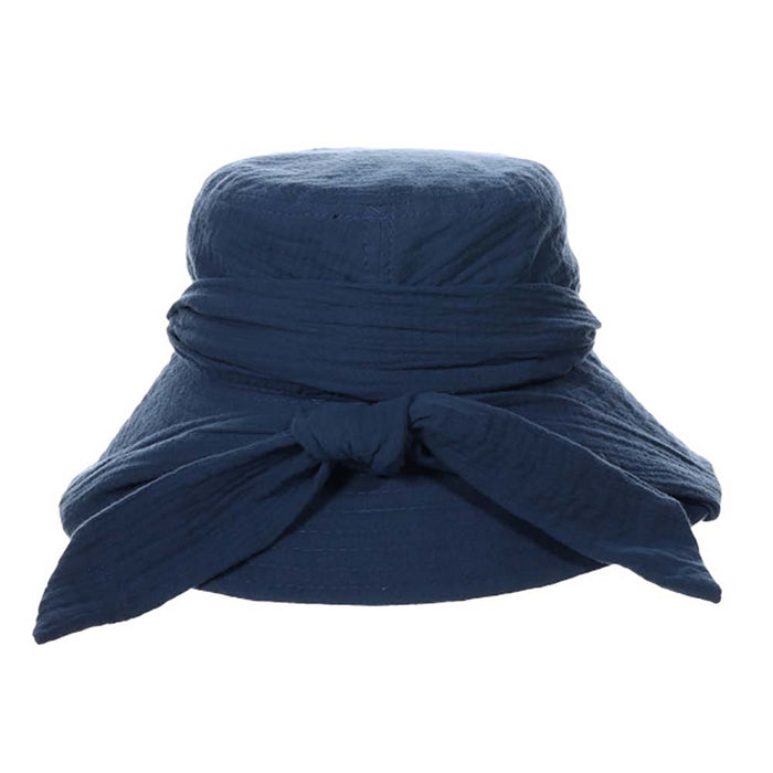 Soft Cotton Bucket Hat with Apron Tie - Scala  Women's Hats Wide Brim Hat Scala Hats