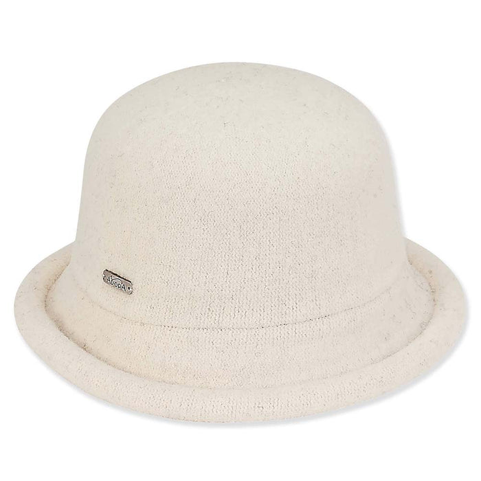 Soft Knit Wool Cloche Hat with Rolled Edge - Adora Wool Hat® Cloche Adora Hats AD1063B Ivory Medium (57.5 cm)