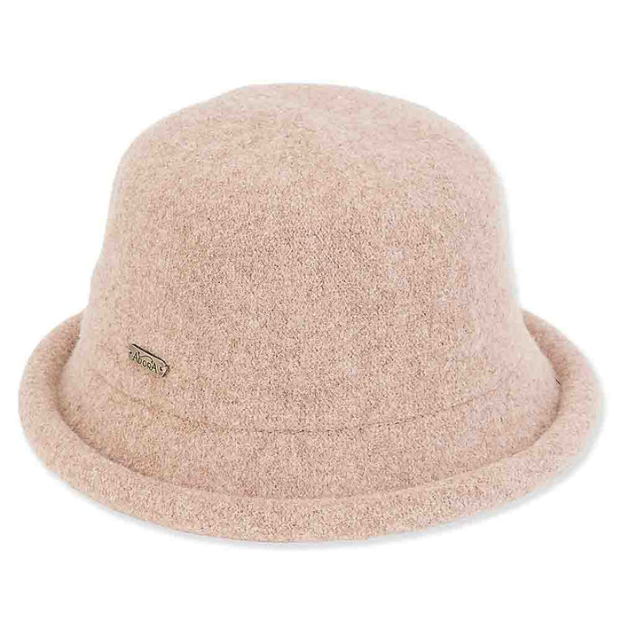 Soft Knit Wool Cloche Hat with Rolled Edge - Adora Wool Hat® Cloche Adora Hats AD1063C Sand Medium (57.5 cm)