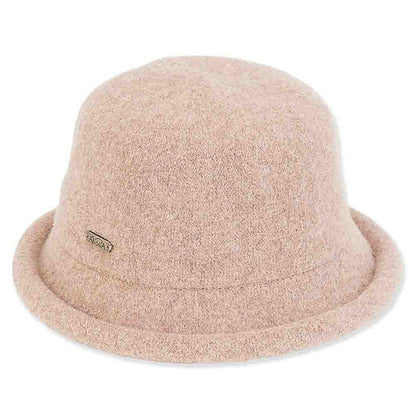 Soft Knit Wool Cloche Hat with Rolled Edge - Adora Wool Hat® Cloche Adora Hats AD1063C Sand Medium (57.5 cm)