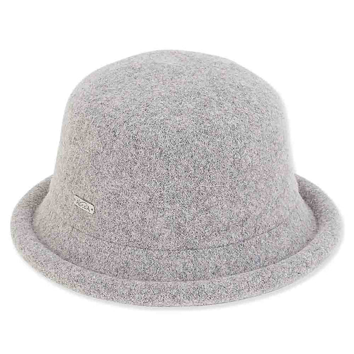 Soft Knit Wool Cloche Hat with Rolled Edge - Adora Wool Hat® Cloche Adora Hats AD1063D Grey Medium (57.5 cm)