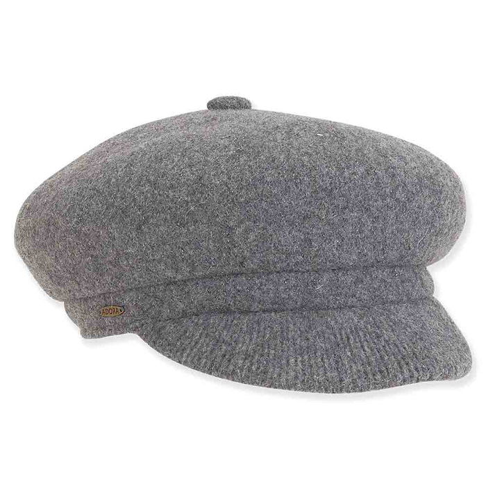 Soft Wool Newsboy Cap with Knit Bill - Adora Hats Cap Adora Hats AD1174A Grey Medium (57 cm)